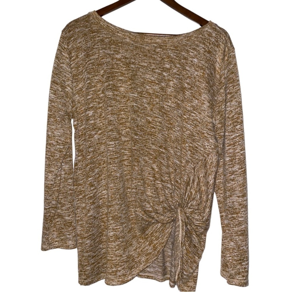 Jodifl Knot Hem Sweater Round Neck Casual Office Work Long Sleeve Women XXL